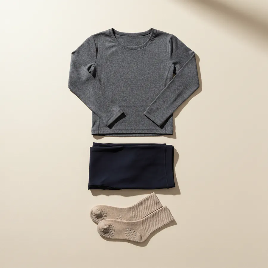 Pilates: Fitted long-sleeve top, Leggings, Grip socks